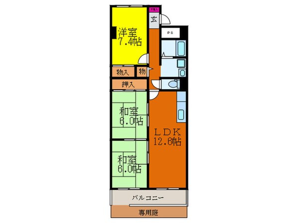 日興千里丘ｽｶｲﾏﾝｼｮﾝＡ棟(212)の物件間取画像